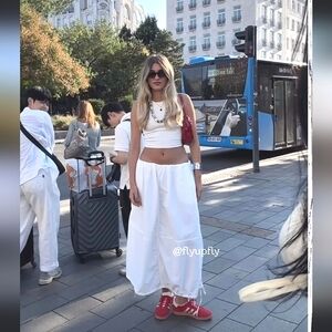 Zara White Midi Balloon Skirt